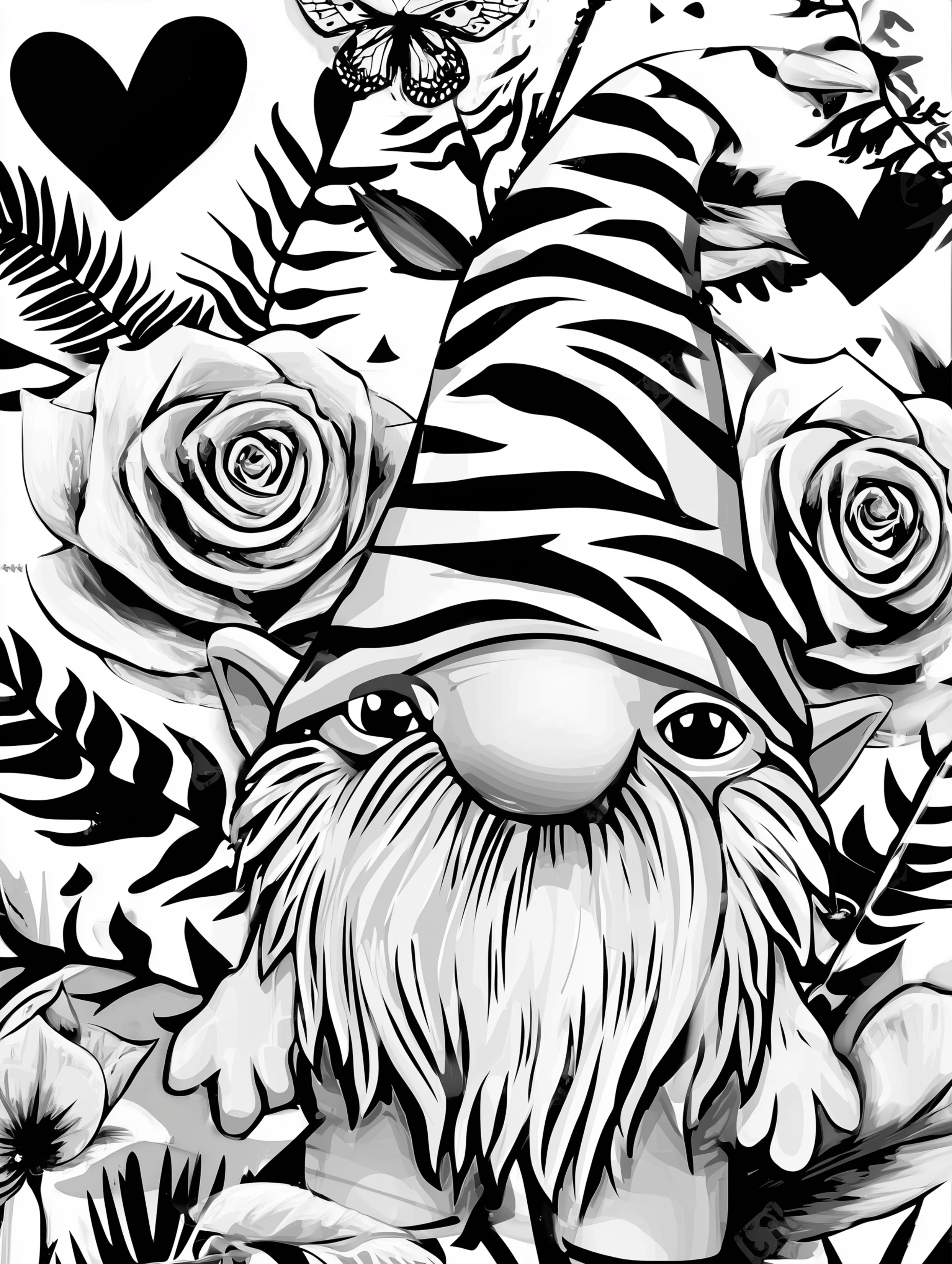 Free printable gnome coloring page for adults featuring a gnome with a big nose